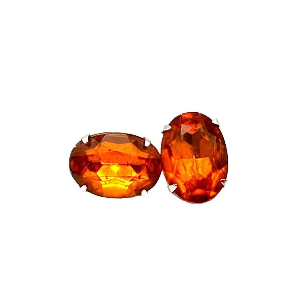 Vintage Amber Oval Faceted Earrings